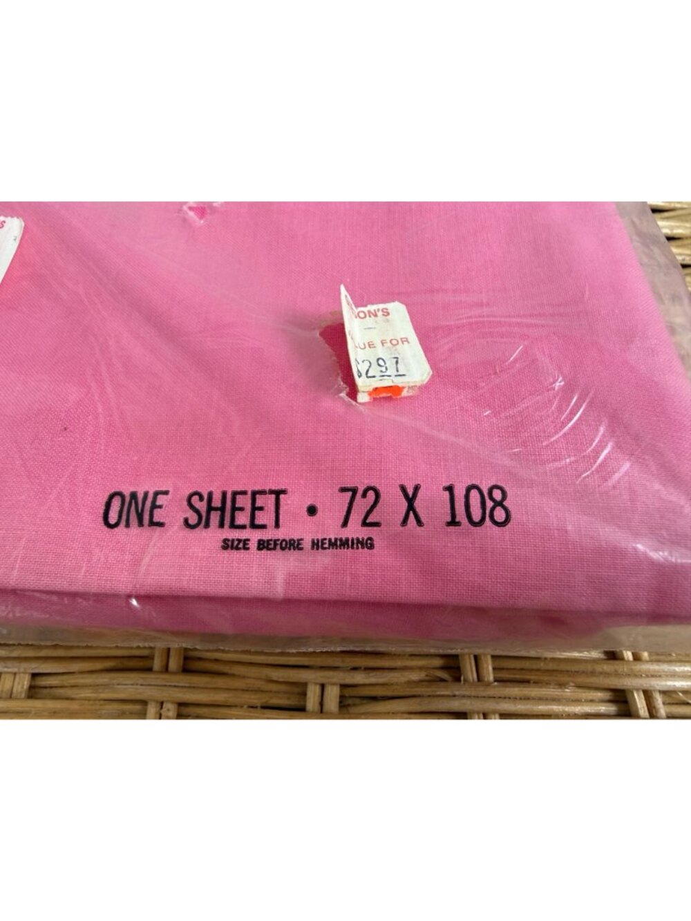 Vintage 60s Dan River Cotton Flat Sheet Pink Stripe Twin NOS - Picture 2 of 9